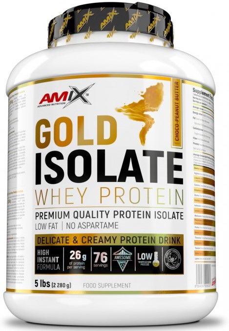 Gold Isolate Whey Protein, ciocolată și unt de arahide, 2.28 kg, Amix