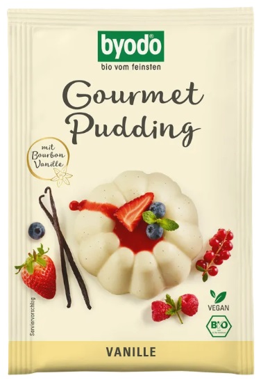 Gourmet Pudră de budincă organică, vanilie, 36 g, Byodo