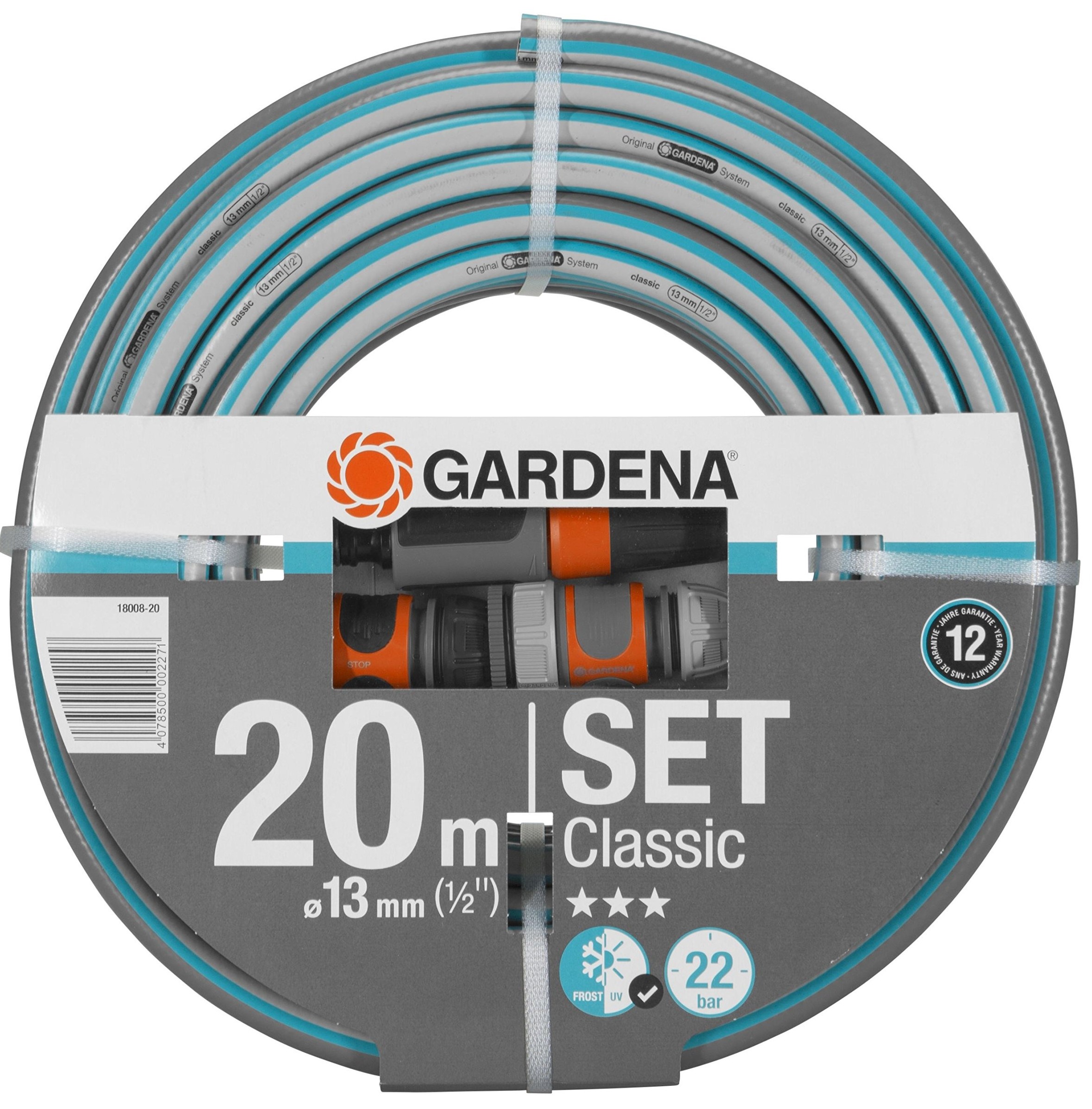 Furtun de grădină Gardena - Classic Set, 20 m, 13 mm, cu conectori