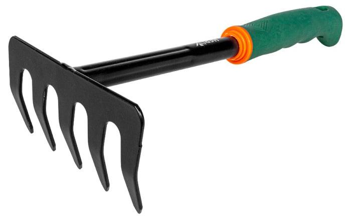Greblă mini pentru grădină  Herly - Cu 5 dinți, 290 mm, verde