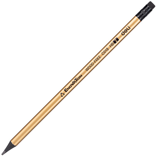 Creion din grafit cu radiera Deli Enovation - EC018-HB, HB, sortiment