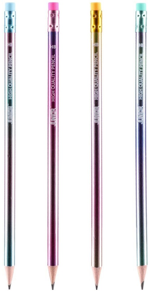 Creion grafit cu radieră Junior - Metallic HB, sortiment