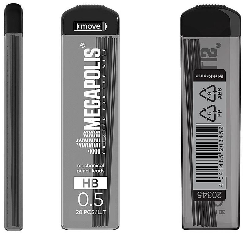 Mine din grafit pentru creion automat Erich Krause - HB, 0.5 mm, 20 buc