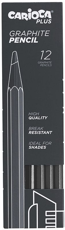 Set de creioane grafit Carioca Plus - Van Orton, 4B, 12 buc