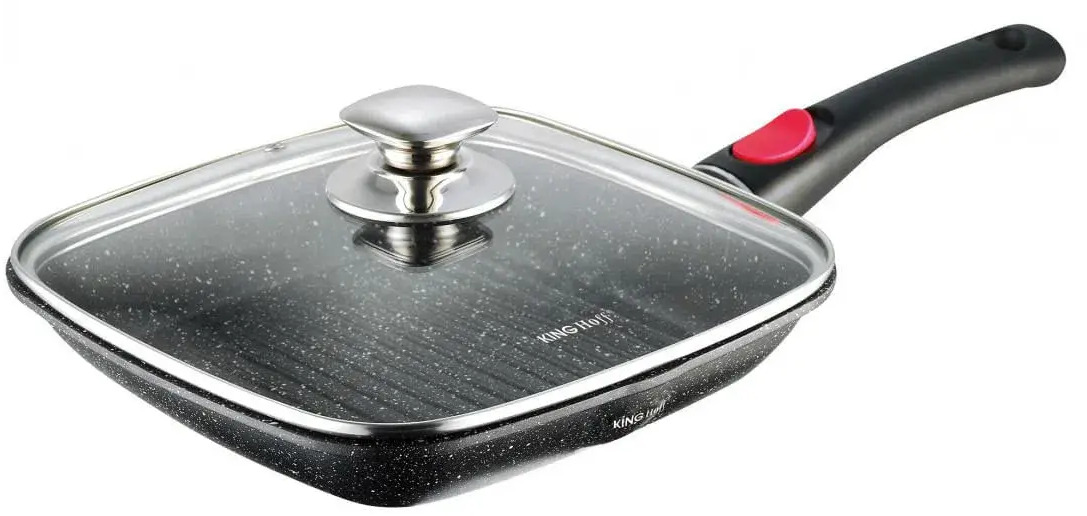 Tigaie la gratar cu capac Kinghoff - KH 1510, 24 cm, negru