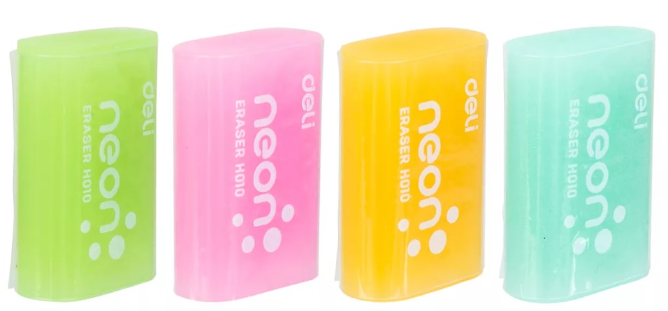 Radiera de creion Deli Neon - EH01000, colorata, sortiment