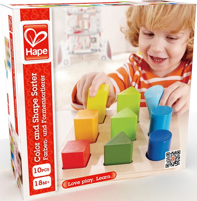 Figuri geometrice de aranjat Hape, din lemn