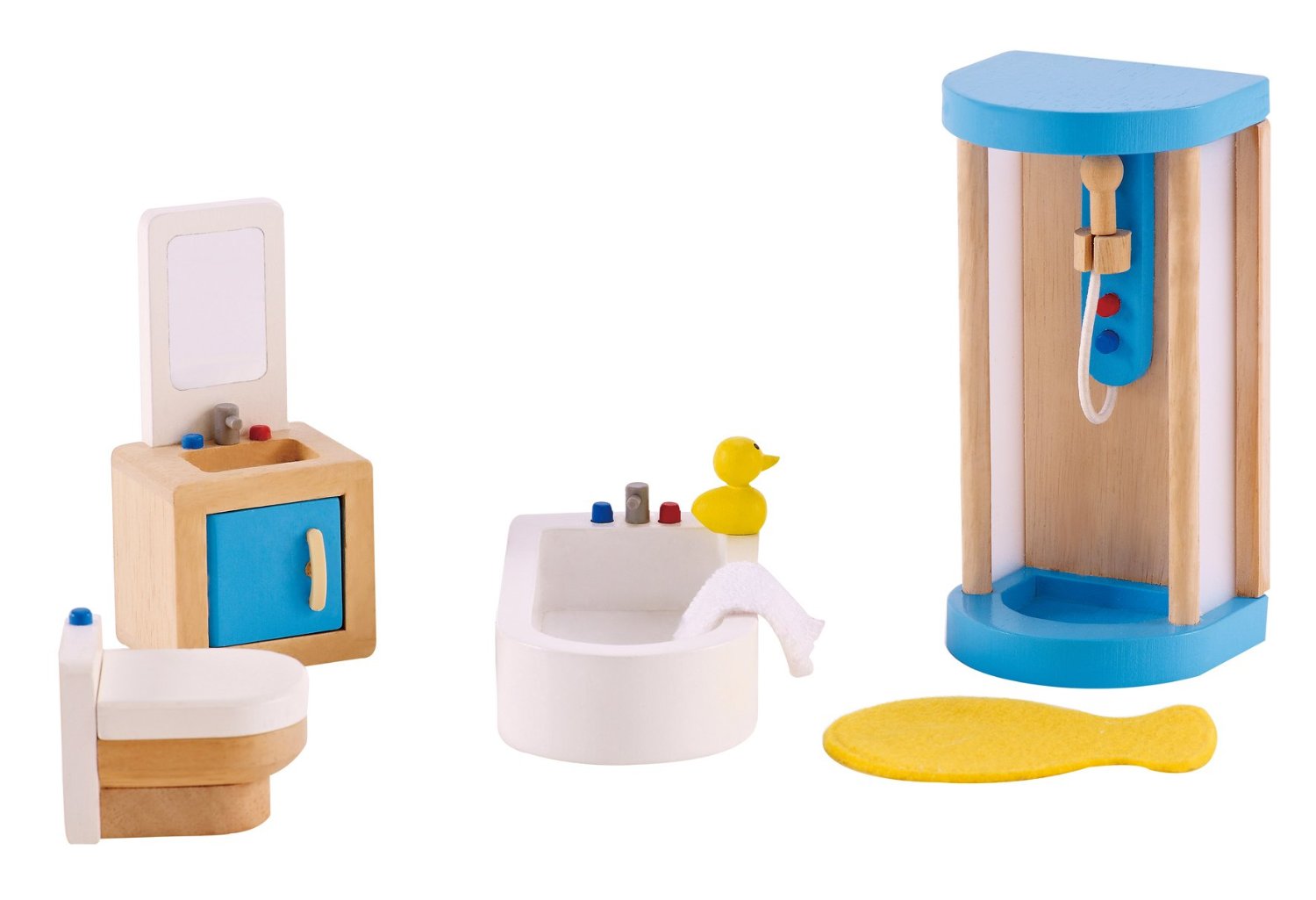 Set mini mobilier din lemn Hape - Baie, 5 piese