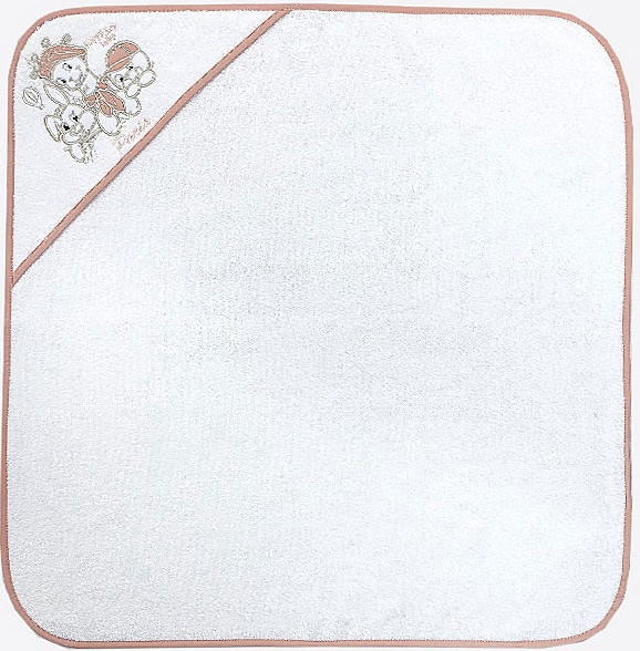 Prosop cu gluga bebe Bambino Casa - Paris, Bianco Rosa, 75 х 75 cm