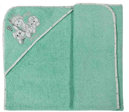Prosop cu gluga bebe Bambino Casa - Paris, Mint, 100 х 100 cm