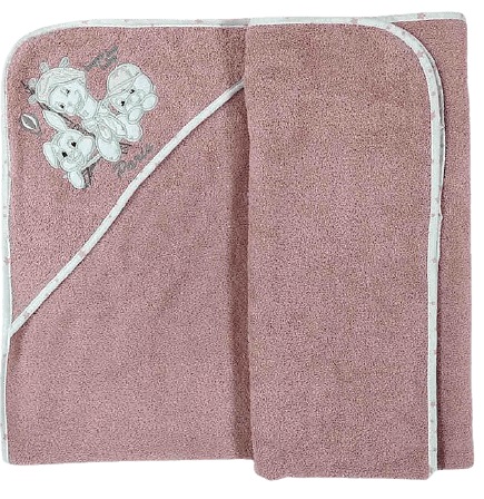 Prosop cu gluga bebe Bambino Casa - Paris Rosa, 100 х 100 cm