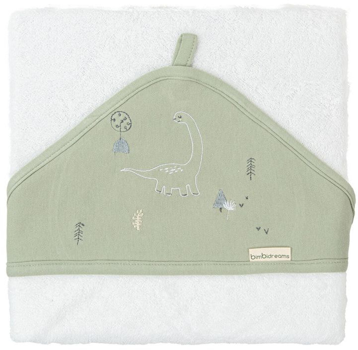 Prosop cu glugă Bimbidreams - Trex, 100 x 100 cm, White/Green