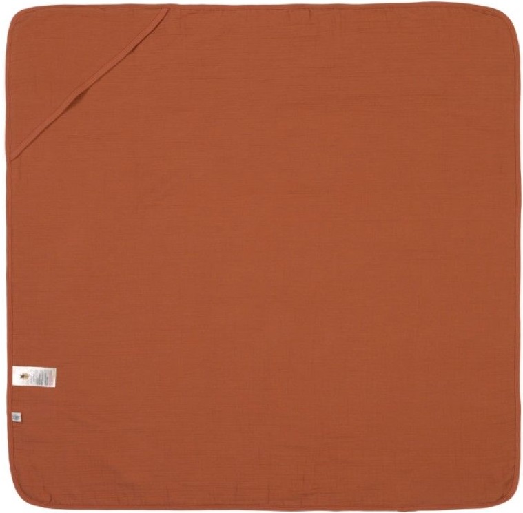 Păturică cu glugă Lassig - Cozy Care, 90 x 90 cm, maro