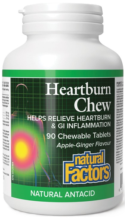 Heartburn Antiacid pe bază de plante, 90 comprimate masticabile, Natural Factors