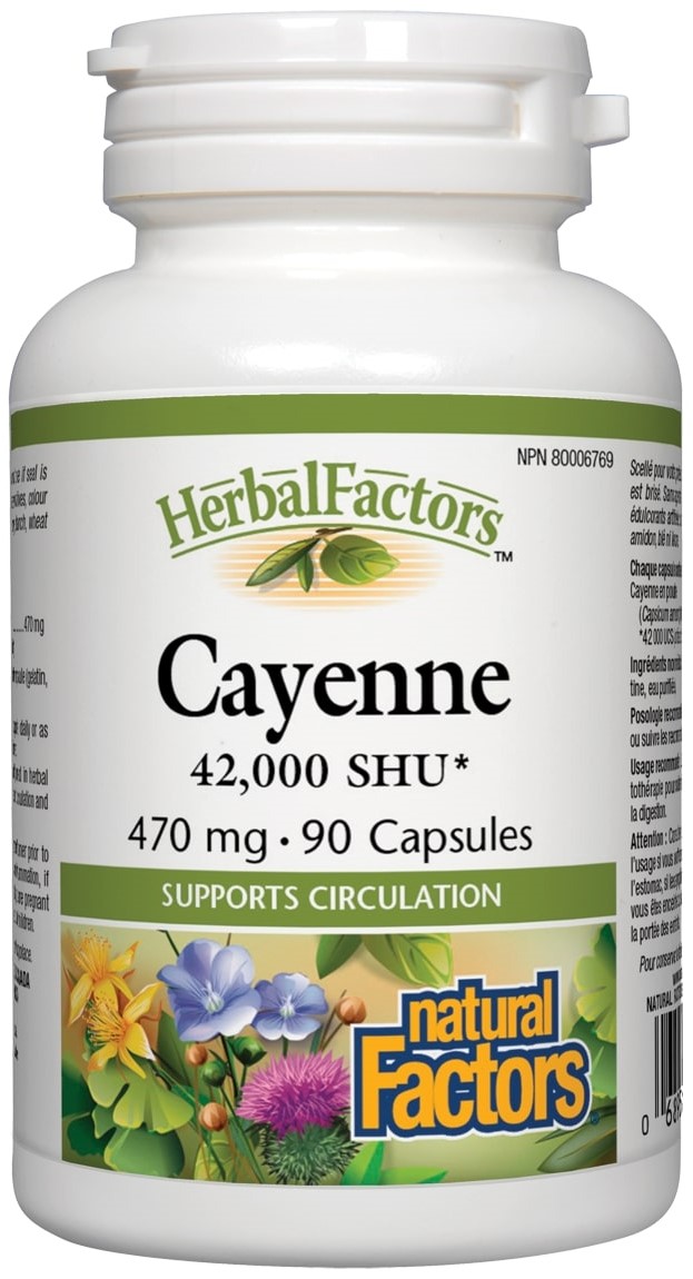 Herbal Factors Cayenne, 470 mg, 90 capsule, Natural Factors