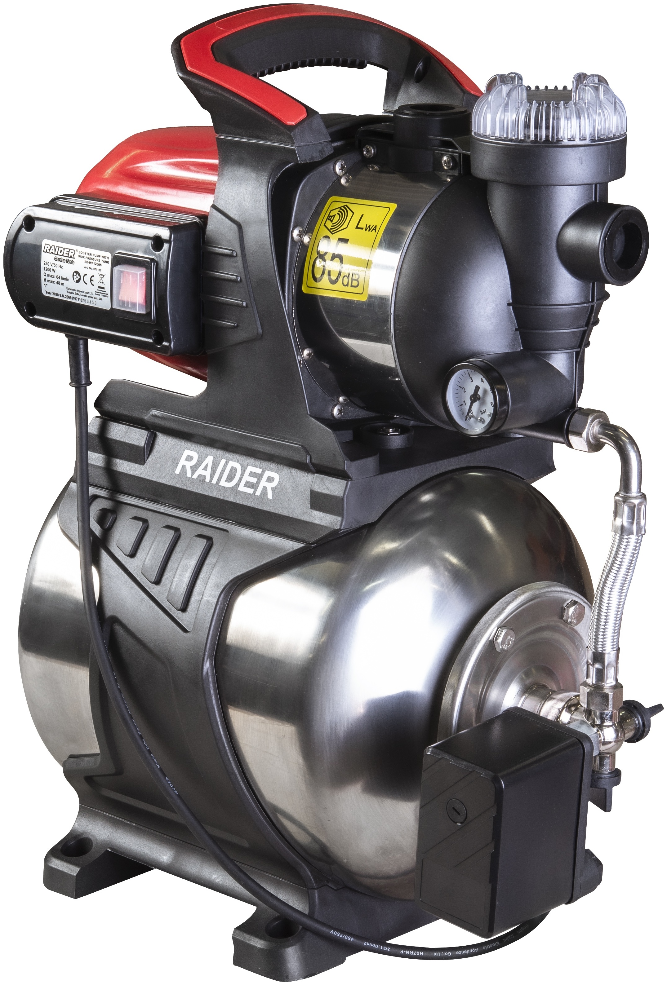 Pompă hidroforă Raider - RD-WP1200S, 1200W, 1'', 64 l/min, 48 m