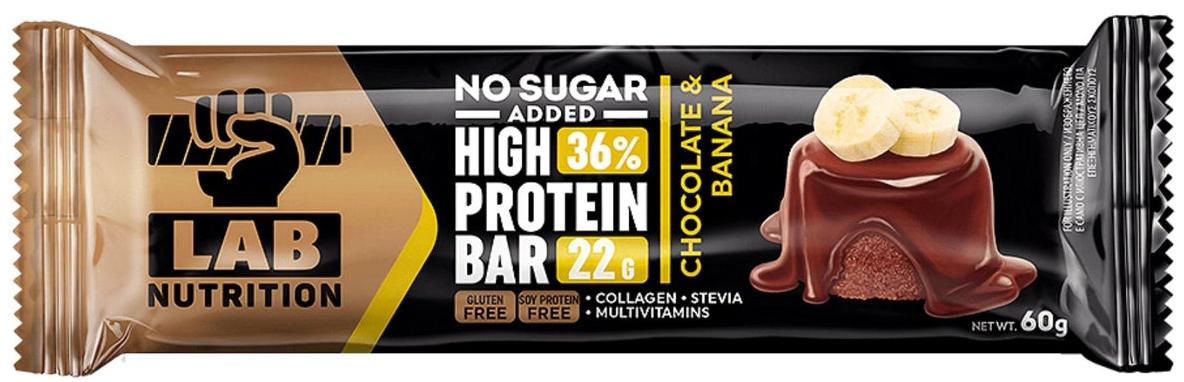 Baton High Protein, Chocolate & Banana, 60 g, Lab Nutrition