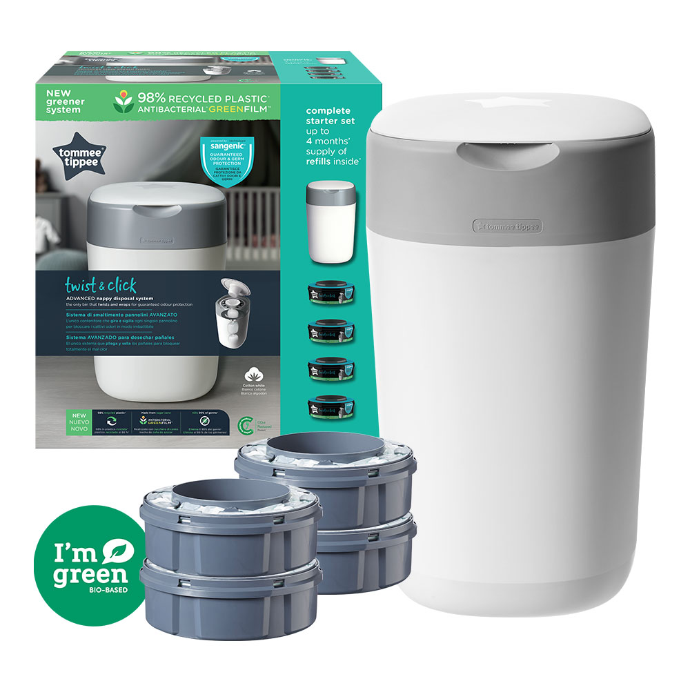 Coș igienic pentru scutece Tommee Tippee - Twist and Click, cu 4 casete