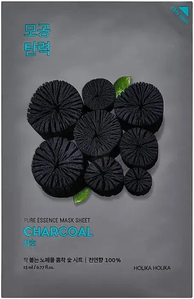 Holika Holika Pure Essence Mască de față cu folie Charcoal, 23 ml