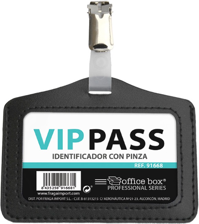 Ecuson orizontal cu clips OfBox - 11 x 7 cm, negru