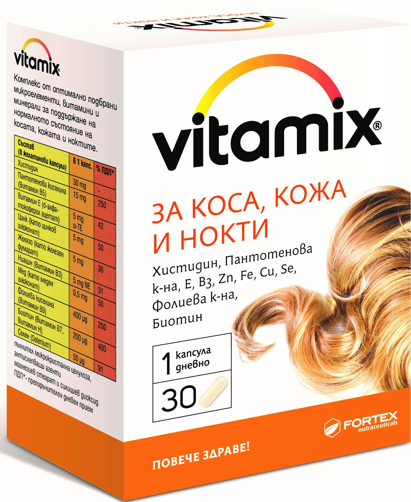 Vitamix Pentru păr, piele și unghii, 30 capsule, Fortex