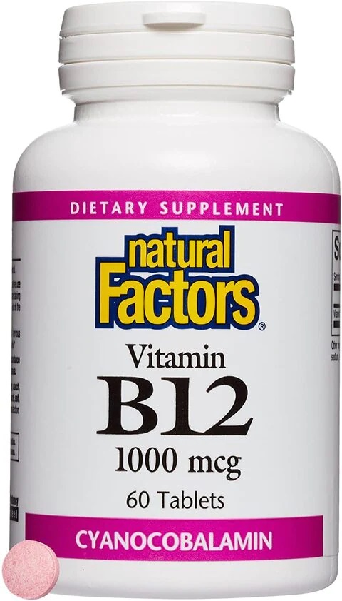 Vitamin B12 Cyanocobalamin, 1000 mcg, 60 tablete, Natural Factors