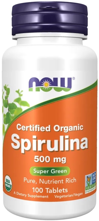 Spirulina, 500 mg, 100 tablete, Now