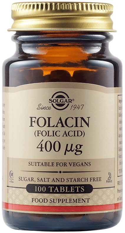 Folacin, 400 mcg, 100 tablete, Solgar