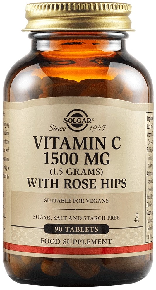 Vitamin C with Rose Hips, 1500 mg, 90 tablete, Solgar