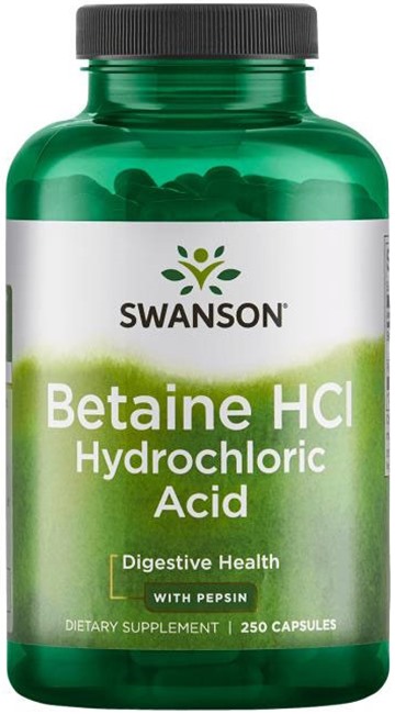 Betaine HCl Hydrochloric Acid, 250 capsule, Swanson