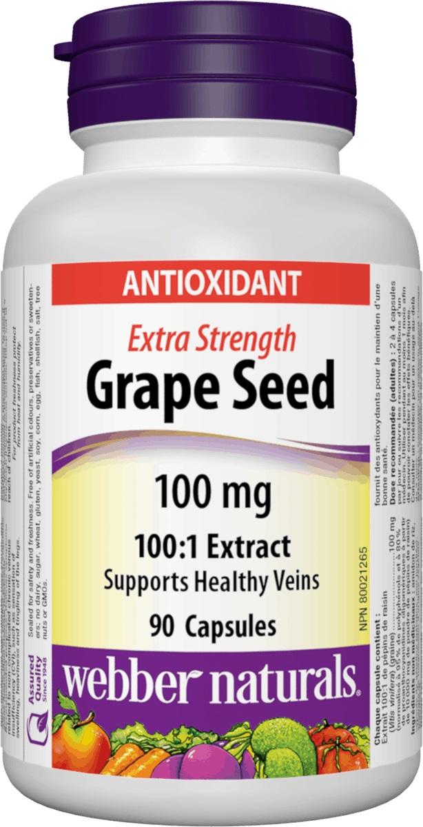 Grape Seed Extra Strength, 100 mg, 90 capsule, Webber Naturals