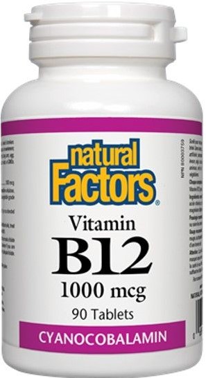Vitamin B12 Cyanocobalamin, 1000 mcg, 90 tablete, Natural Factors