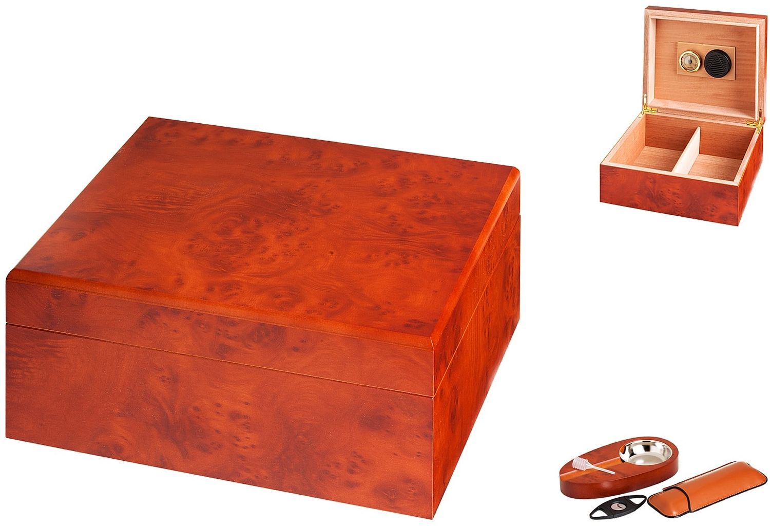Humidor Angelo - Cu scrumieră, tăietor și husă pentru trabucuri