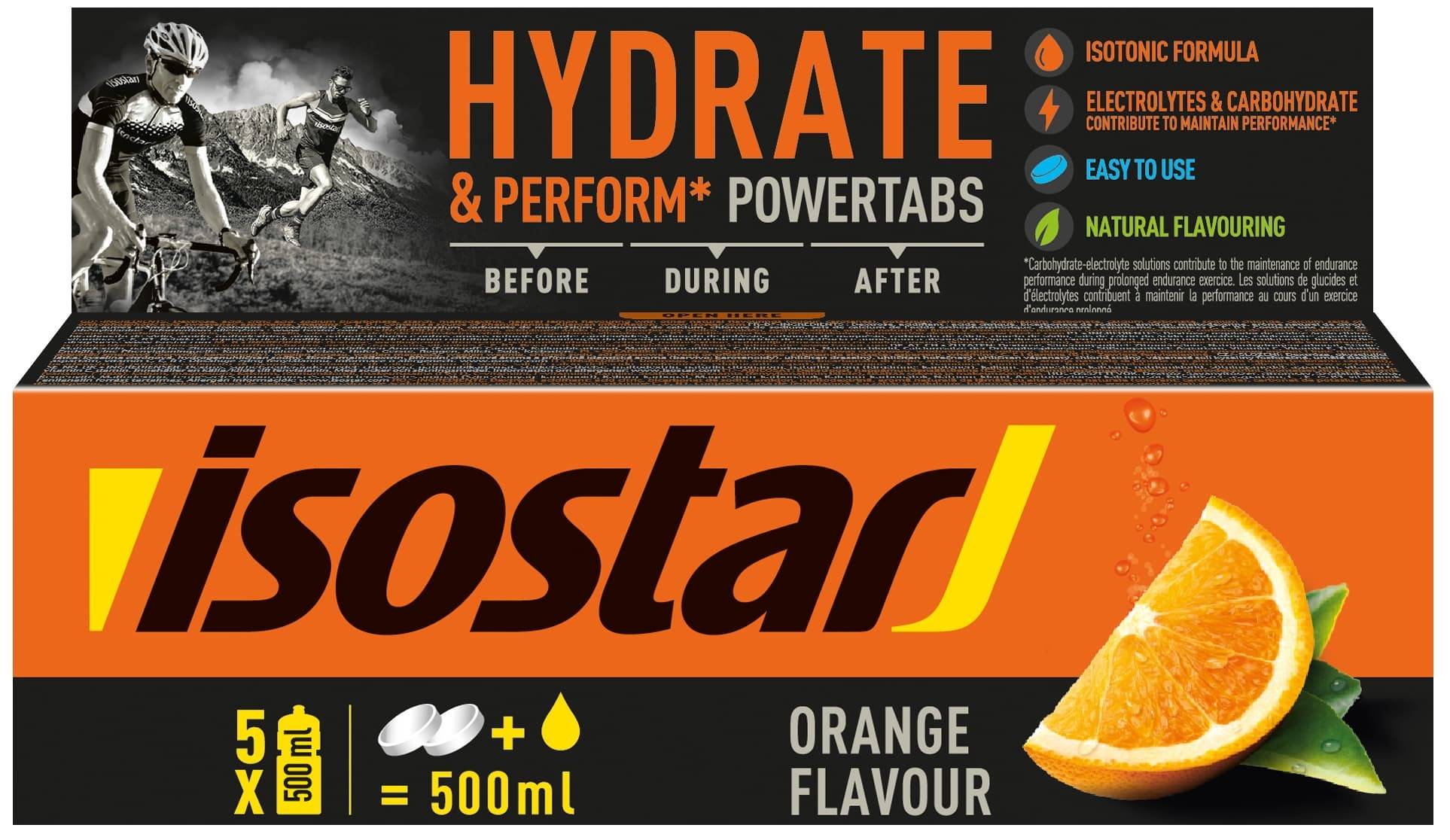 Hydrate & Perform Powertabs, orange, 10 comprimate efervescente, Isostar