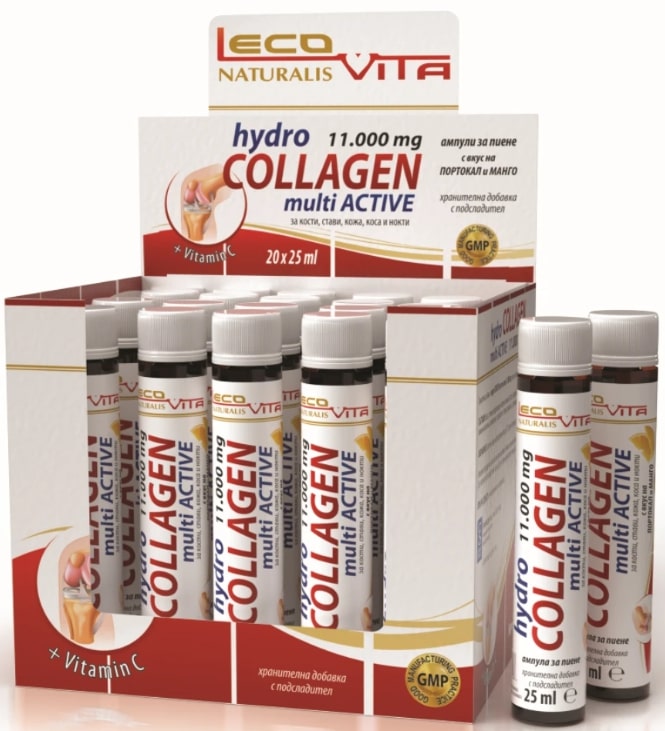 Hydro Collagen, portocală și mango, 20 de fiole x 25 ml, LecoVita