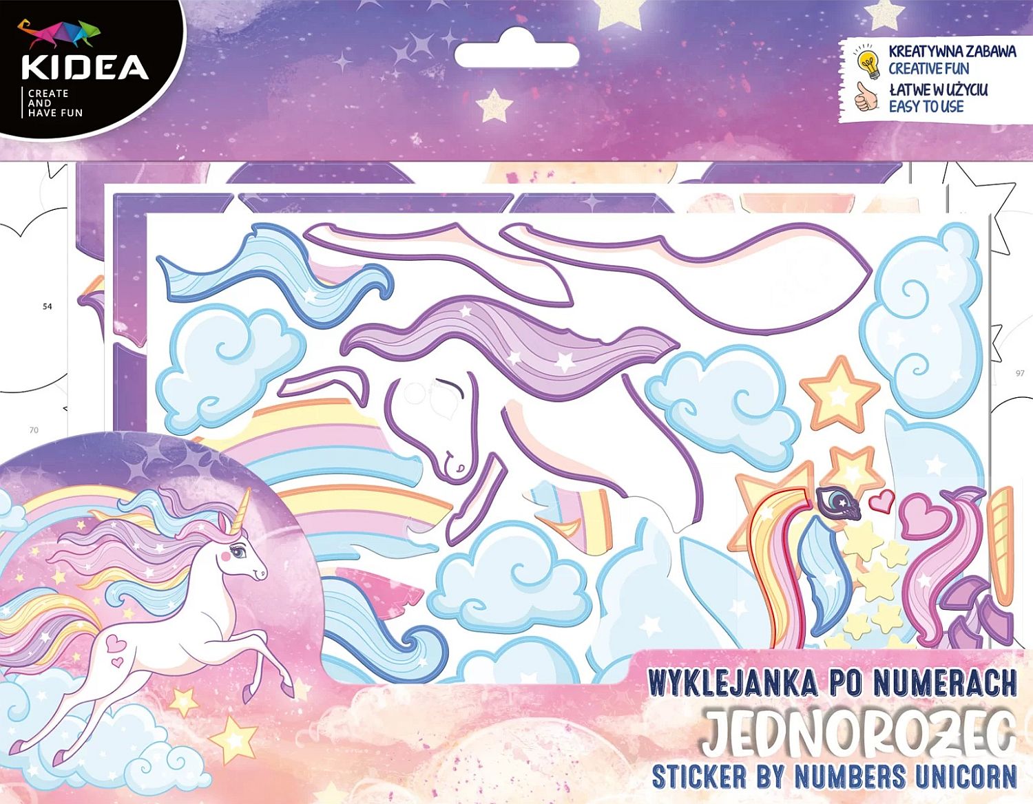 Joc cu stickere pe numere Kidea – Unicorn