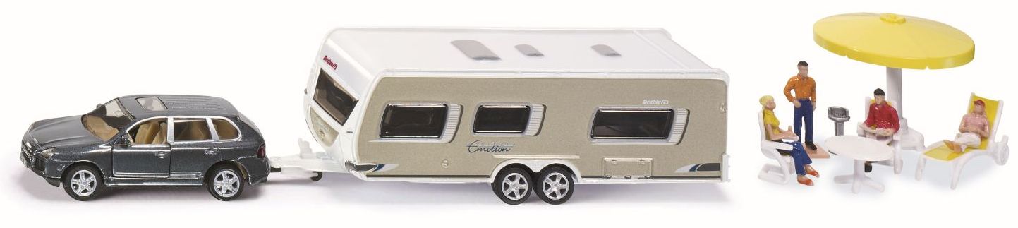 Jucarie metalica Siku Super - Porsche Cayenn cu rulota, 1:55