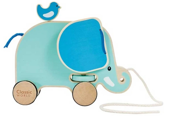 Jucărie de tras Classic World - Pull Elephant, albastru