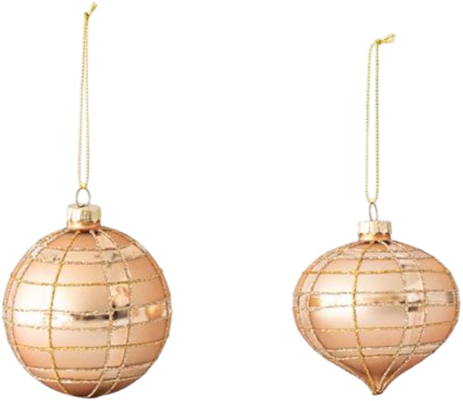 Jucărie de brad de Crăciun  Eurolamp - Cu brocart, 4 bucăți, 2 forme, 8 cm, șampanie