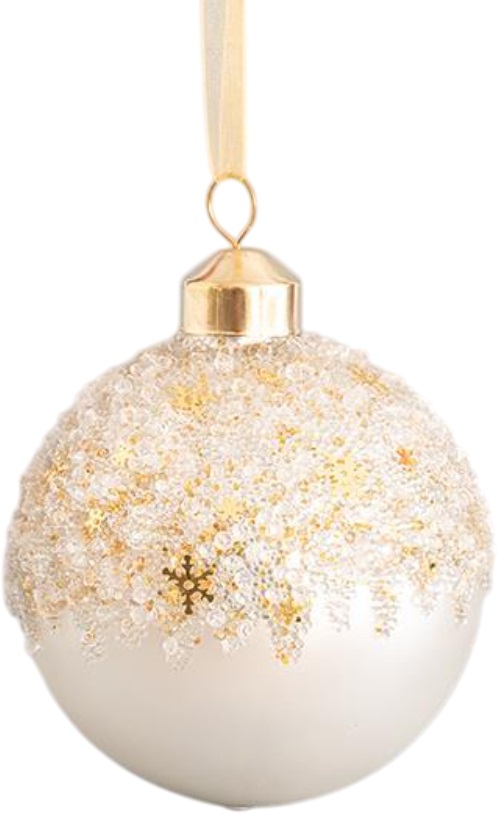 Jucărie de brad de Crăciun  Eurolamp - Minge, 8 cm, cu pietricele și brocart