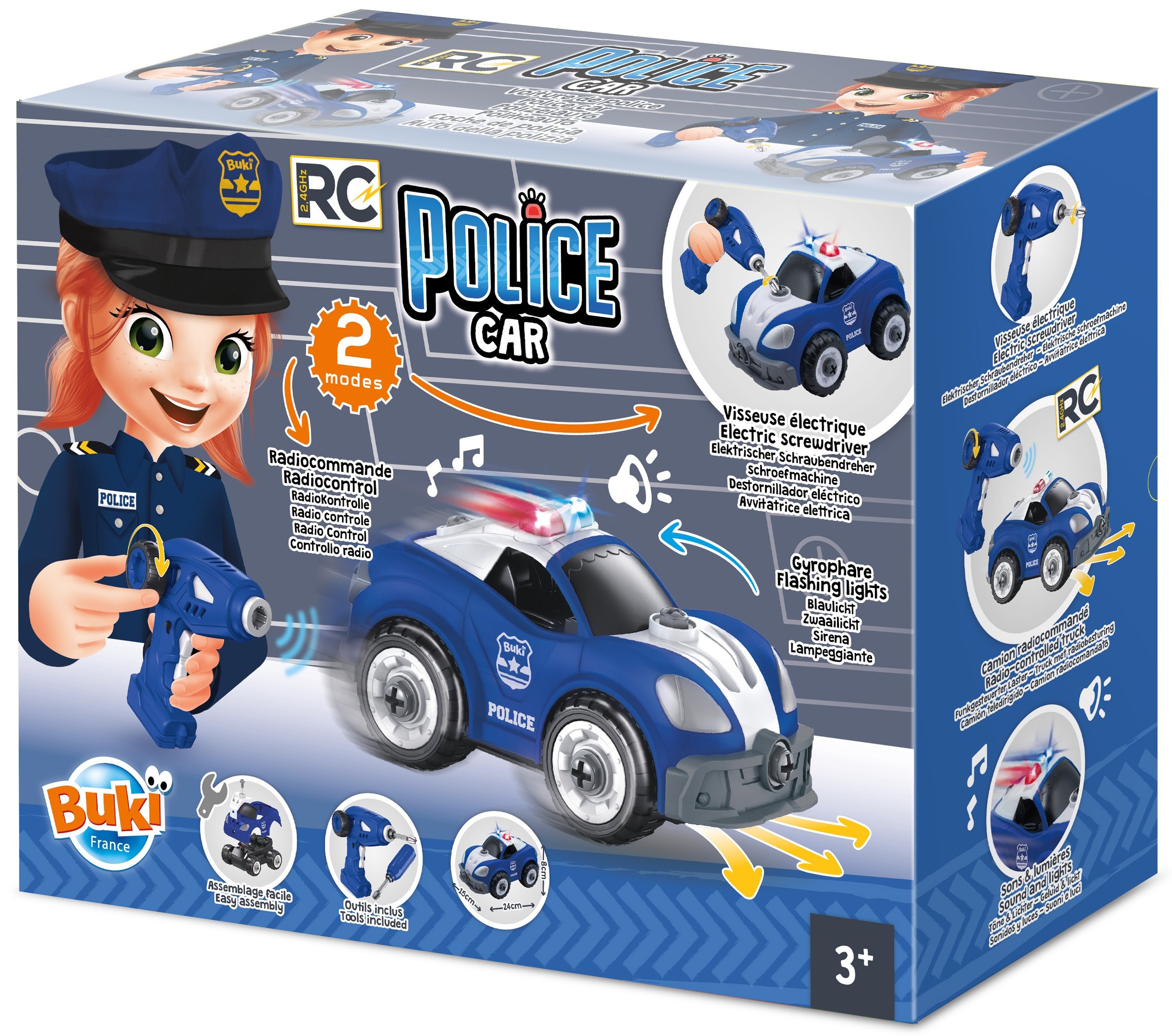 Jucărie de asamblare Buki France - Mașină de poliție cu control R/C