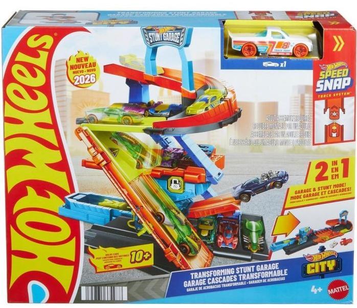 Set de joacă  2 in  1 Hot Wheels City -Garaj transformabil cu cascadă