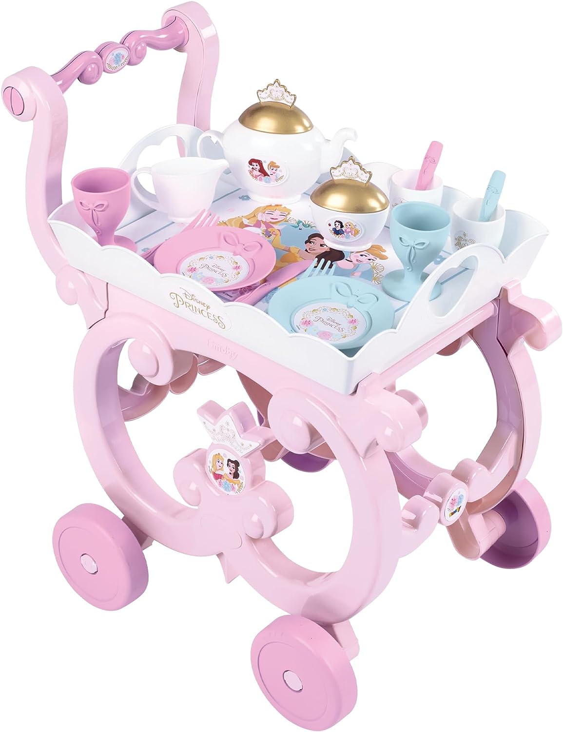 Set de joc 2 în 1 Smoby Disney Princess - Set de ceai cu cărucior