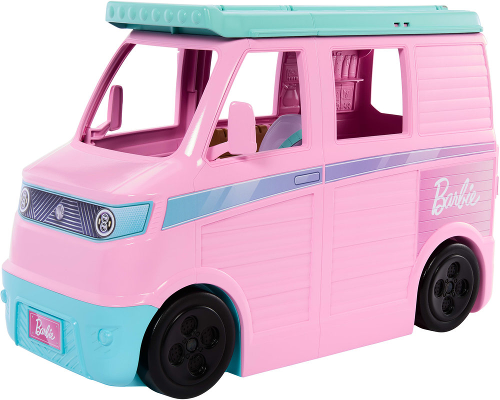 Set de joacă Barbie DreamLand - Rulotă de călătorie, cu 4 locuri de joacă
