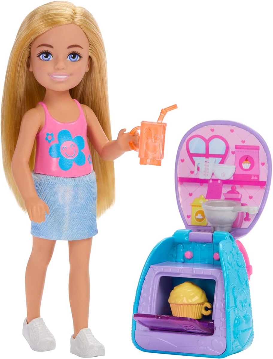 Set de joacă  Barbie Family &amp; Friends - Club Chelsea, rucsac pentru copt cupcake