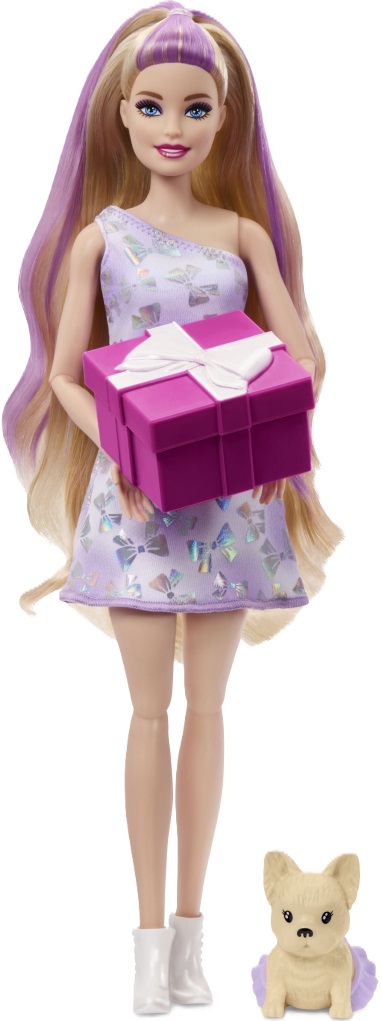 Set de joacă  Barbie Party Unboxed - Barbie, cu părul blond și 10 surprize