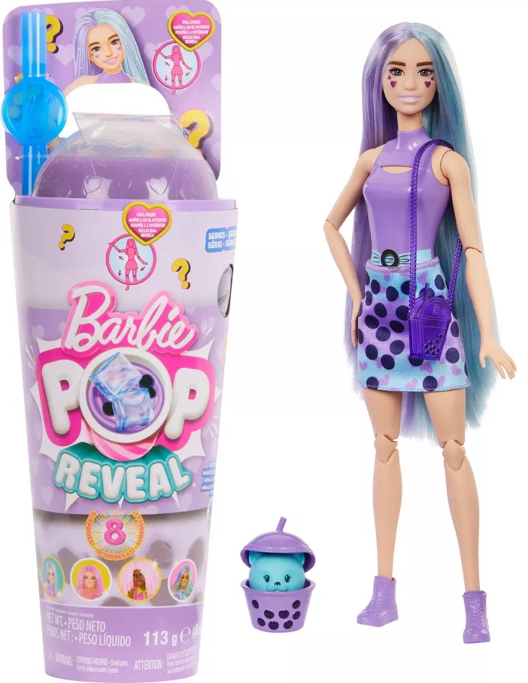 Set de joacă  Barbie Pop Reveal - Taro milk, cu 8 surprize