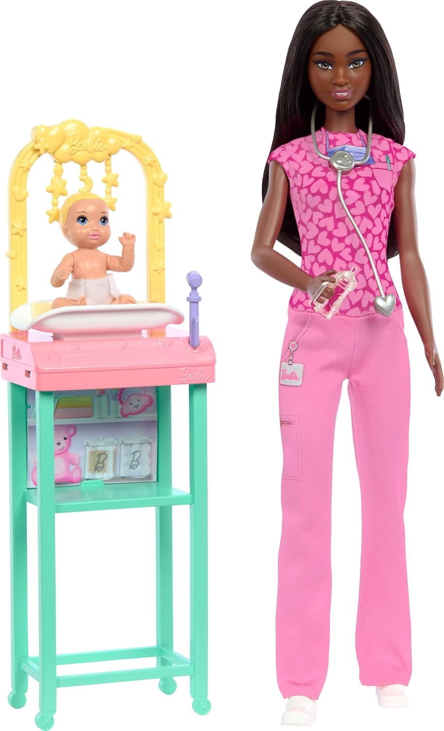 Set de joacă  Barbie You Can Be Anything -  Pediatru, cu părul castaniu închis