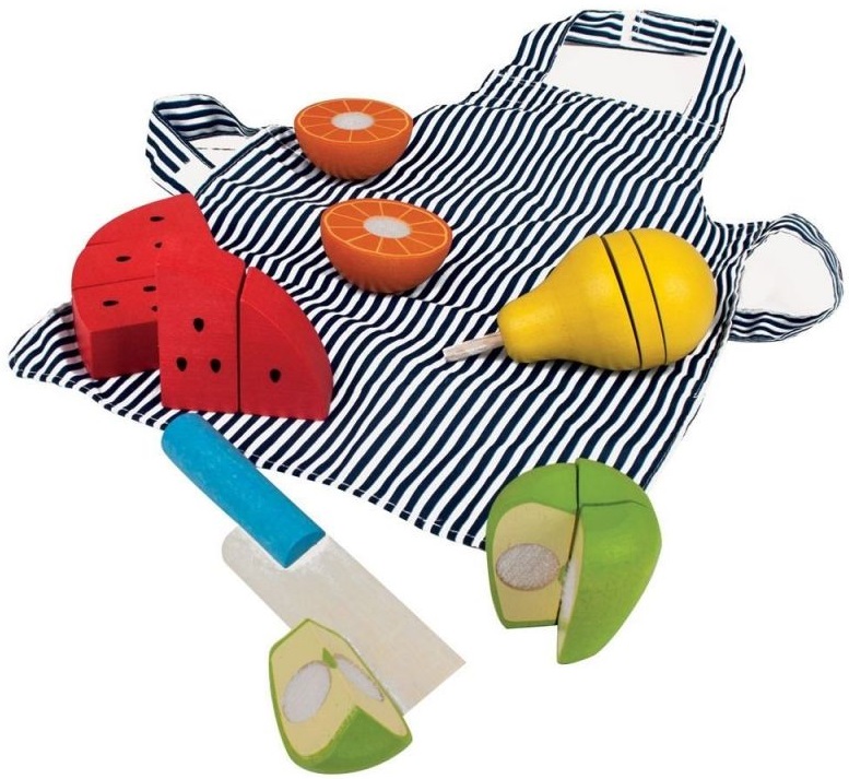 Set de joaca Bigjigs - Fructe de taiat si sort