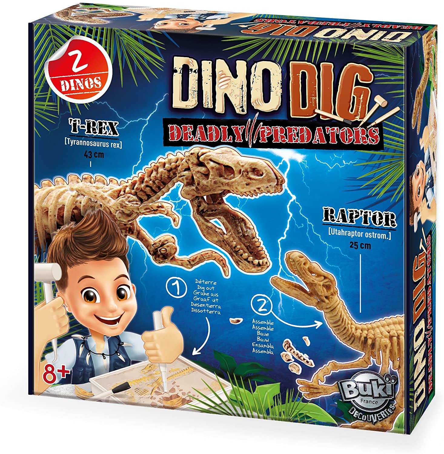 Set de joaca Buki Sciences - Tyrannosaurus Rex si Velociraptor